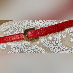 Elegant Snakeskin Belt with Gold Buckle